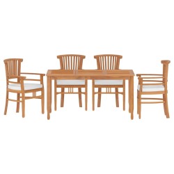 vidaXL Juego de comedor para jardín 5 piezas madera maciza de teca