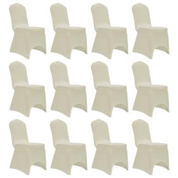 vidaXL Funda de silla elástica 12 unidades crema