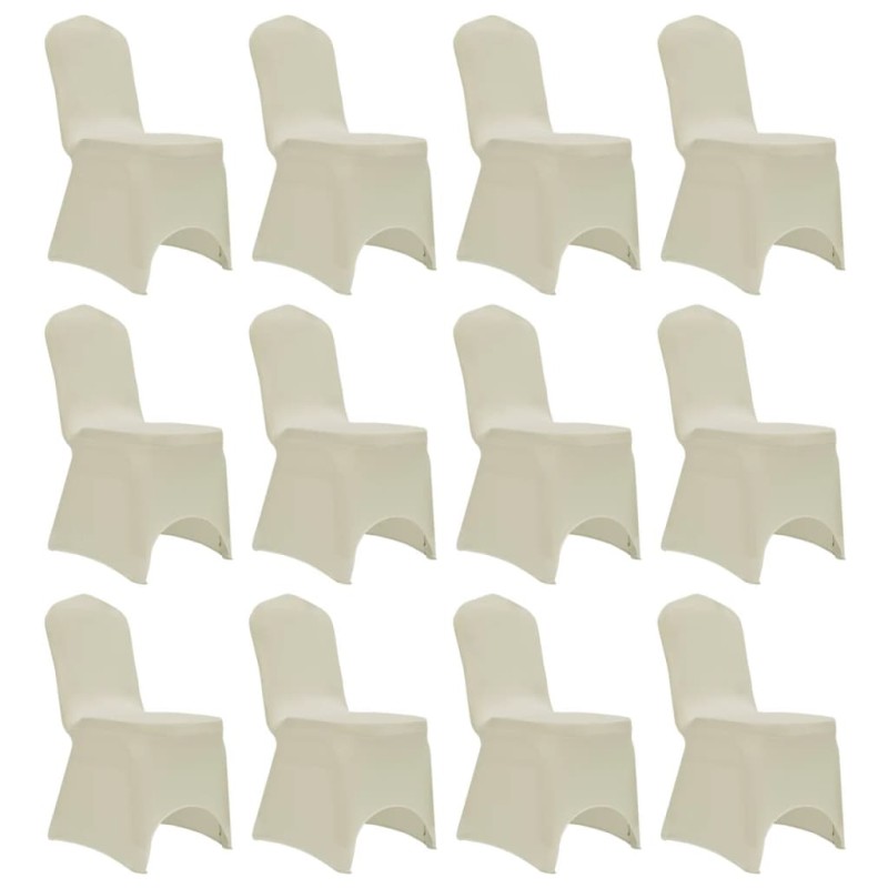vidaXL Funda de silla elástica 12 unidades crema vidaXL Funda de silla elástica 12 unidades crema