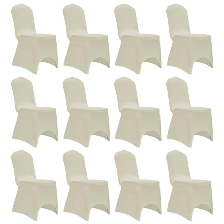 vidaXL Funda de silla elástica 12 unidades crema