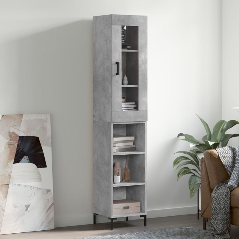 vidaXL Aparador de madera contrachapada gris hormigón 34,5x34x180 cm vidaXL Aparador de madera contrachapada gris hormigón 34,5x34x180 cm