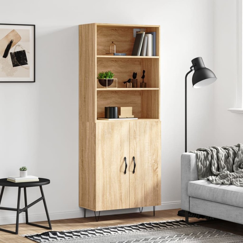 vidaXL Aparador alto madera contrachapada color roble 69,5x34x180 cm vidaXL Aparador alto madera contrachapada color roble 69,5x34x180 cm