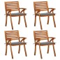 vidaXL Sillas de jardín con cojines 4 unidades madera maciza de acacia vidaXL Sillas de jardín con cojines 4 unidades madera maciza de acacia