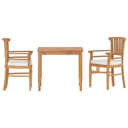 vidaXL Juego de comedor para jardín 3 pzas madera maciza de teca