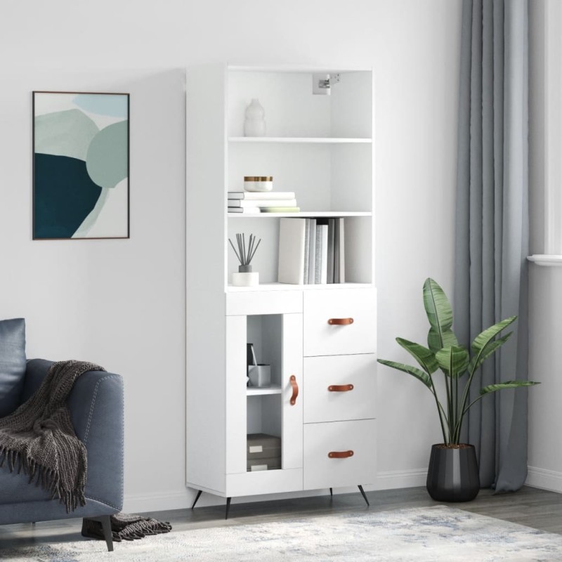 vidaXL Aparador alto madera contrachapada blanco 69,5x34x180 cm vidaXL Aparador alto madera contrachapada blanco 69,5x34x180 cm
