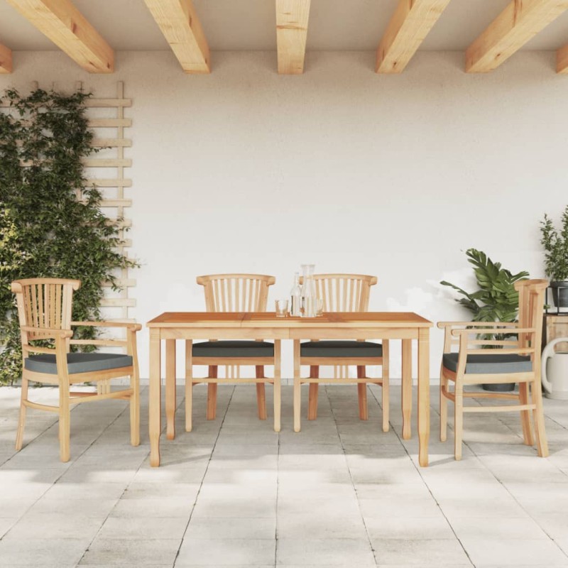 vidaXL Juego de comedor para jardín 5 piezas madera maciza de teca