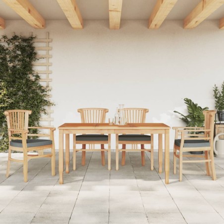 vidaXL Juego de comedor para jardín 5 piezas madera maciza de teca