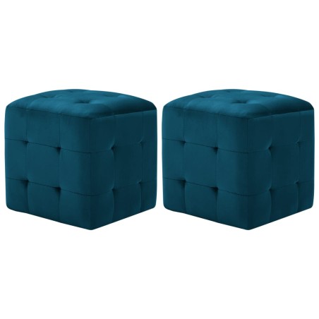 vidaXL Puf 2 unidades terciopelo azul 30x30x30 cm