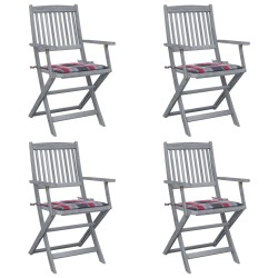 vidaXL Sillas de jardín plegables 4 uds madera maciza acacia y cojines
