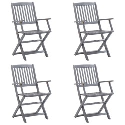 vidaXL Sillas de jardín plegables 4 uds madera maciza acacia y cojines