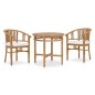 vidaXL Set de comedor de jardín 3 pzas y cojines madera maciza de teca