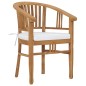vidaXL Set de comedor de jardín 3 pzas y cojines madera maciza de teca