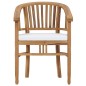 vidaXL Set de comedor de jardín 3 pzas y cojines madera maciza de teca