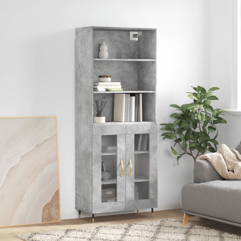 vidaXL Aparador alto madera contrachapada gris hormigón 69,5x34x180 cm vidaXL Aparador alto madera contrachapada gris hormigón 69,5x34x180 cm
