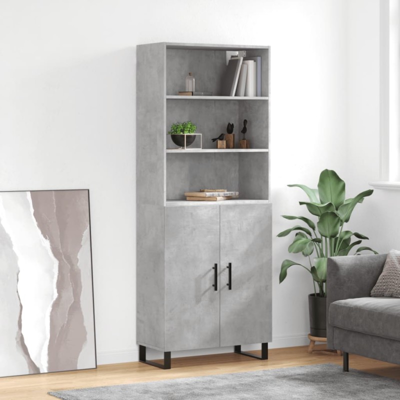 vidaXL Aparador alto madera contrachapada gris hormigón 69,5x34x180 cm vidaXL Aparador alto madera contrachapada gris hormigón 69,5x34x180 cm