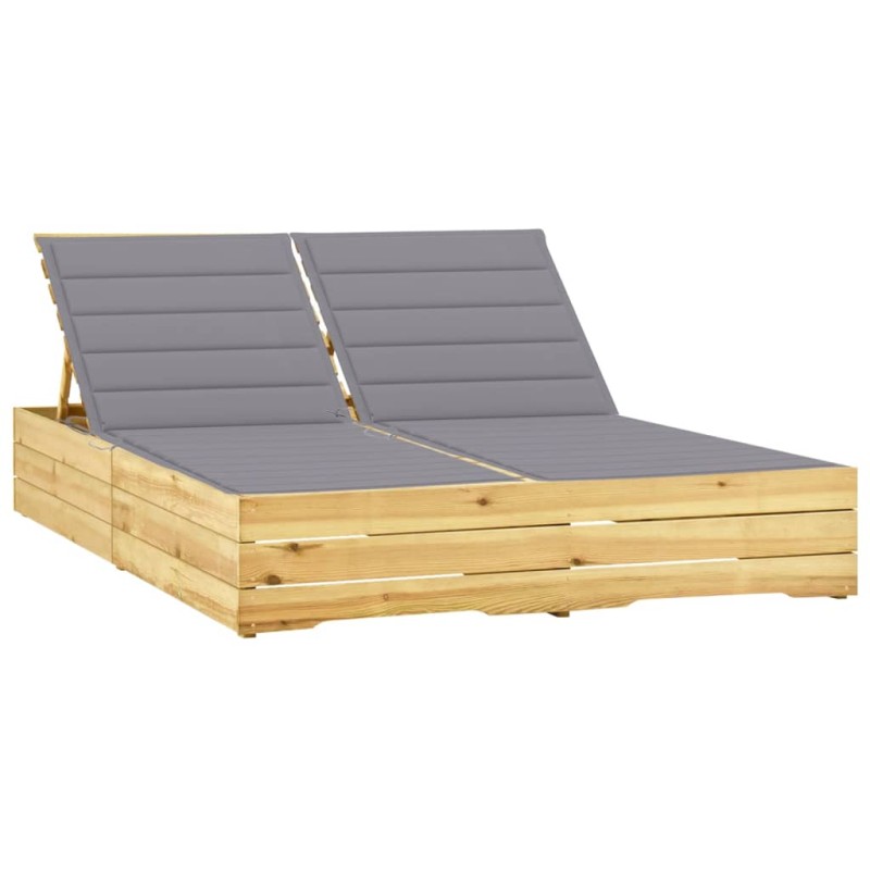 vidaXL Tumbona doble y cojines madera pino impregnada gris vidaXL Tumbona doble y cojines madera pino impregnada gris