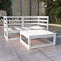 vidaXL Set de salón de jardín de 3 piezas blanco madera maciza pino vidaXL Set de salón de jardín de 3 piezas blanco madera maciza pino
