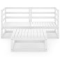 vidaXL Set de salón de jardín de 3 piezas blanco madera maciza pino vidaXL Set de salón de jardín de 3 piezas blanco madera maciza pino