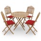 vidaXL Set de comedor exterior plegable 5 piezas con cojines bambú vidaXL Set de comedor exterior plegable 5 piezas con cojines bambú