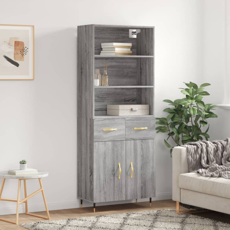 vidaXL Aparador alto madera contrachapada gris sonoma 69,5x34x180 cm vidaXL Aparador alto madera contrachapada gris sonoma 69,5x34x180 cm