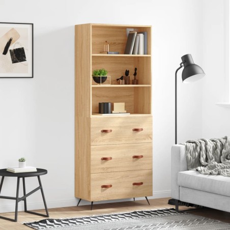 vidaXL Aparador alto madera contrachapada color roble 69,5x34x180 cm