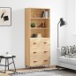 vidaXL Aparador alto madera contrachapada color roble 69,5x34x180 cm vidaXL Aparador alto madera contrachapada color roble 69,5x34x180 cm