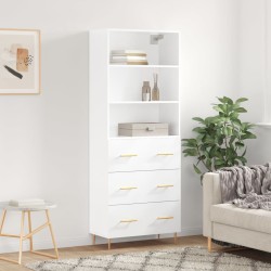 vidaXL Aparador alto madera contrachapada blanco brillo 69,5x34x180 cm