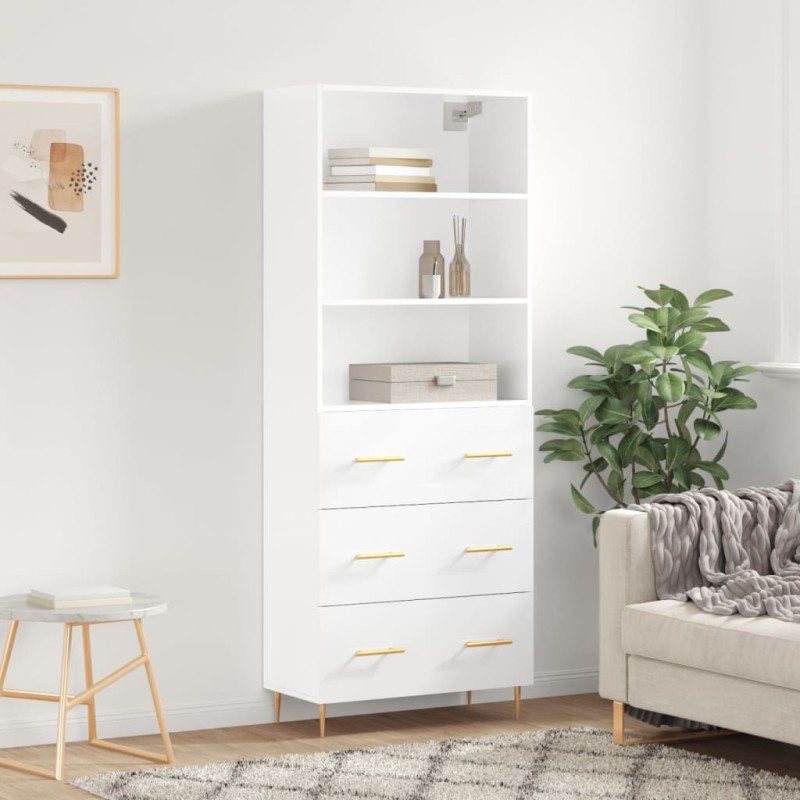 vidaXL Aparador alto madera contrachapada blanco brillo 69,5x34x180 cm vidaXL Aparador alto madera contrachapada blanco brillo 69,5x34x180 cm