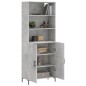 vidaXL Aparador alto madera contrachapada gris hormigón 69,5x34x180 cm vidaXL Aparador alto madera contrachapada gris hormigón 69,5x34x180 cm
