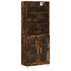 vidaXL Aparador alto madera contrachapada roble ahumado 69,5x34x180 cm