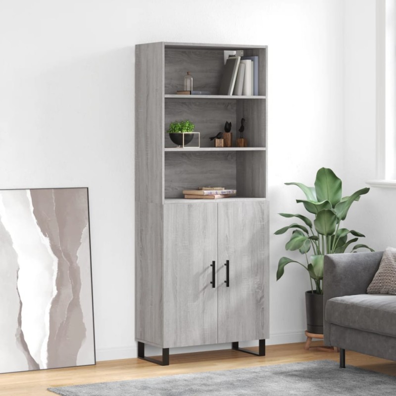 vidaXL Aparador alto madera contrachapada gris sonoma 69,5x34x180 cm vidaXL Aparador alto madera contrachapada gris sonoma 69,5x34x180 cm