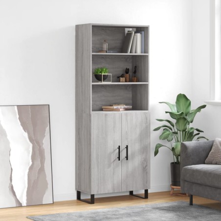 vidaXL Aparador alto madera contrachapada gris sonoma 69,5x34x180 cm
