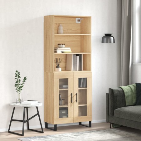 vidaXL Aparador alto madera contrachapada color roble 69,5x34x180 cm