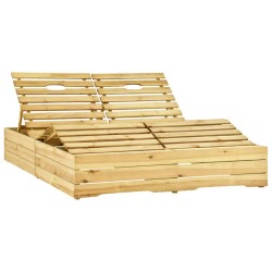 vidaXL Tumbona doble y cojines negros madera pino impregnada 