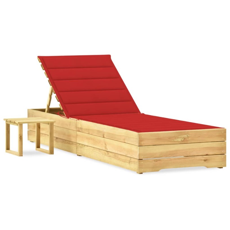 vidaXL Tumbona de jardín con mesa y cojín de madera de pino impregnada vidaXL Tumbona de jardín con mesa y cojín de madera de pino impregnada