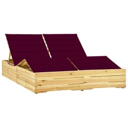 vidaXL Tumbona doble y cojines madera pino impregnada rojo tinto