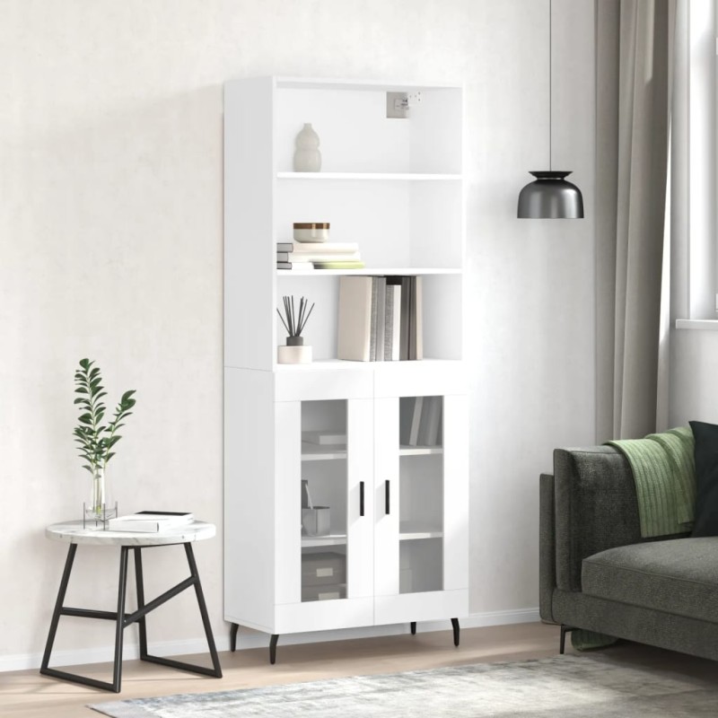 vidaXL Aparador alto madera contrachapada blanco 69,5x34x180 cm vidaXL Aparador alto madera contrachapada blanco 69,5x34x180 cm