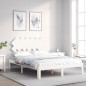 vidaXL Estructura cama de matrimonio con cabecero madera maciza blanco vidaXL Estructura cama de matrimonio con cabecero madera maciza blanco