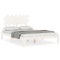 vidaXL Estructura cama de matrimonio con cabecero madera maciza blanco vidaXL Estructura cama de matrimonio con cabecero madera maciza blanco