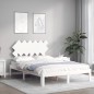 vidaXL Estructura cama de matrimonio con cabecero madera maciza blanco vidaXL Estructura cama de matrimonio con cabecero madera maciza blanco