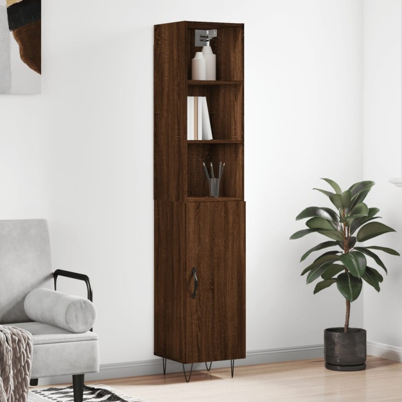 vidaXL Aparador alto madera contrachapada roble marrón 34,5x34x180 cm vidaXL Aparador alto madera contrachapada roble marrón 34,5x34x180 cm