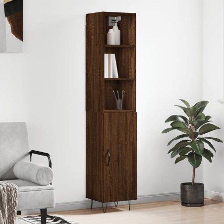 vidaXL Aparador alto madera contrachapada roble marrón 34,5x34x180 cm