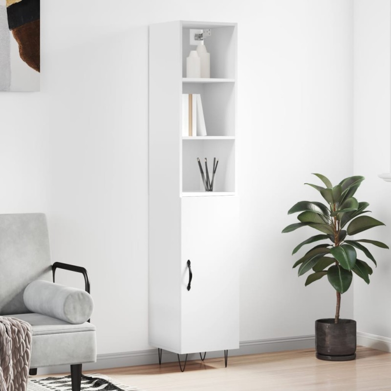 vidaXL Aparador alto madera contrachapada blanco 34,5x34x180 cm