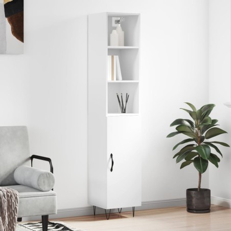 vidaXL Aparador alto madera contrachapada blanco 34,5x34x180 cm