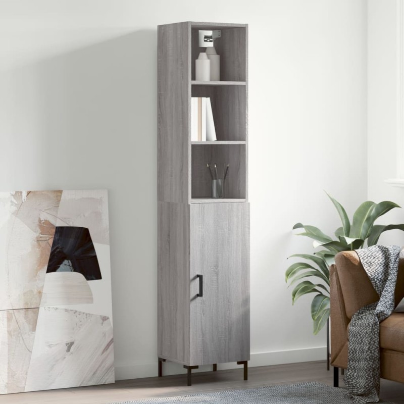 vidaXL Aparador alto madera contrachapada gris Sonoma 34,5x34x180 cm vidaXL Aparador alto madera contrachapada gris Sonoma 34,5x34x180 cm