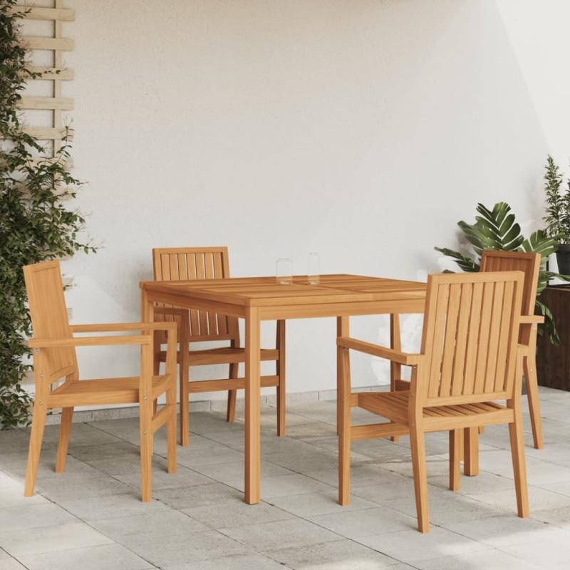 vidaXL Juego de comedor para jardín 5 piezas madera maciza de teca vidaXL Juego de comedor para jardín 5 piezas madera maciza de teca