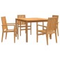 vidaXL Juego de comedor para jardín 5 piezas madera maciza de teca vidaXL Juego de comedor para jardín 5 piezas madera maciza de teca