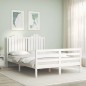 vidaXL Estructura cama de matrimonio con cabecero madera maciza blanco vidaXL Estructura cama de matrimonio con cabecero madera maciza blanco