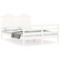 vidaXL Estructura cama de matrimonio con cabecero madera maciza blanco vidaXL Estructura cama de matrimonio con cabecero madera maciza blanco
