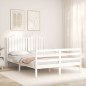 vidaXL Estructura cama de matrimonio con cabecero madera maciza blanco vidaXL Estructura cama de matrimonio con cabecero madera maciza blanco